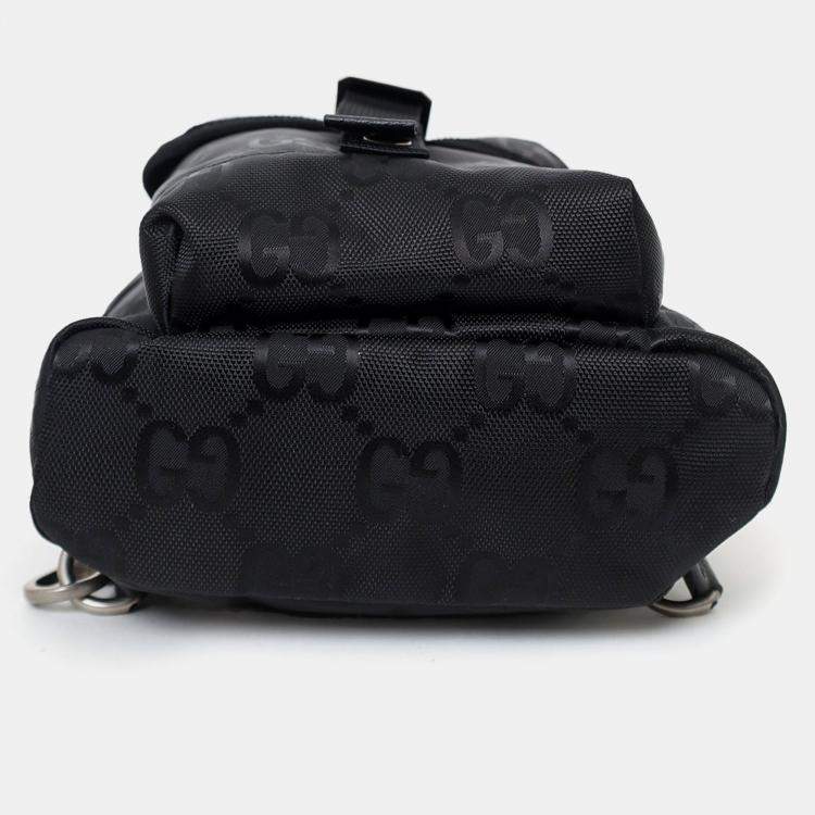 Pre Owned Gucci Black Jumbo GG Nylon Off the Grid Sling Backpack
