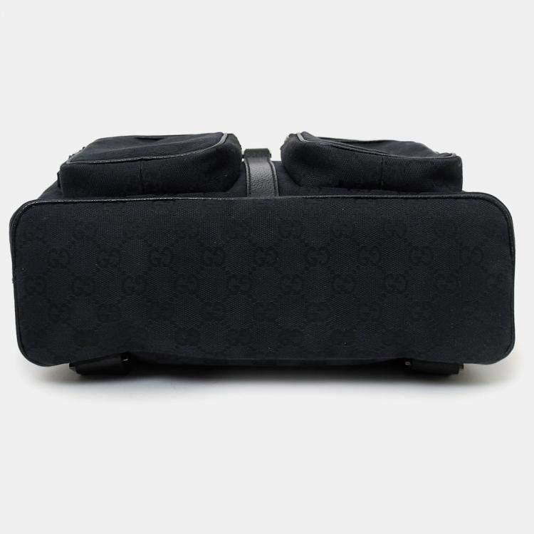 Pre Owned Gucci Black Canvas/Leather Jackie GG Backpack
