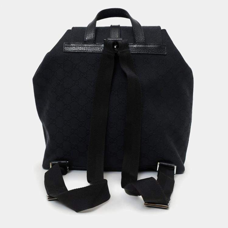 Pre Owned Gucci Black Canvas/Leather Jackie GG Backpack