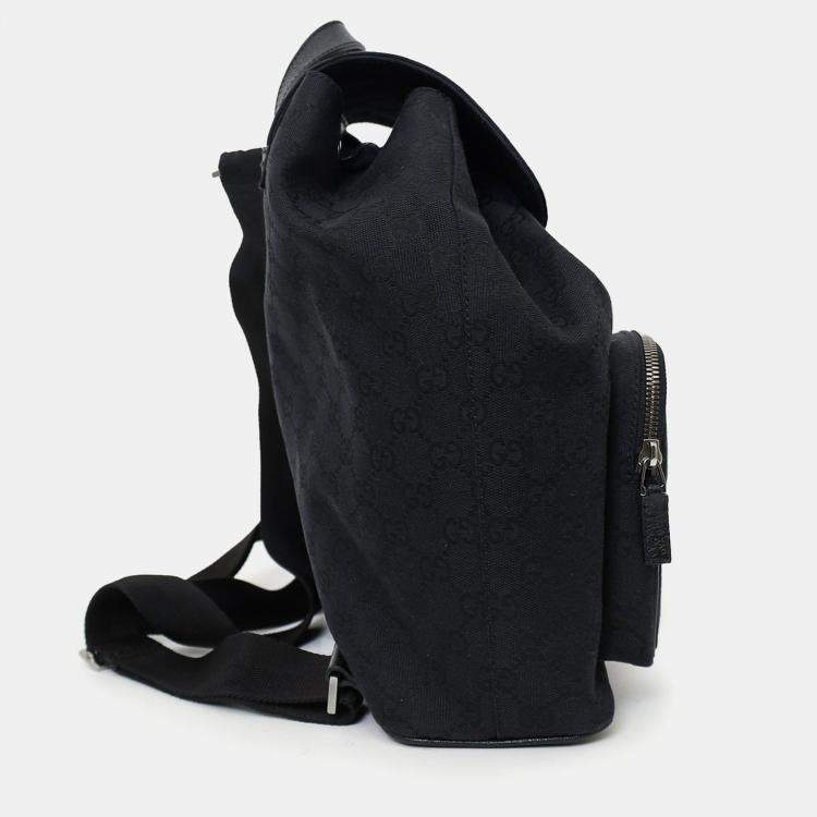 Pre Owned Gucci Black Canvas/Leather Jackie GG Backpack