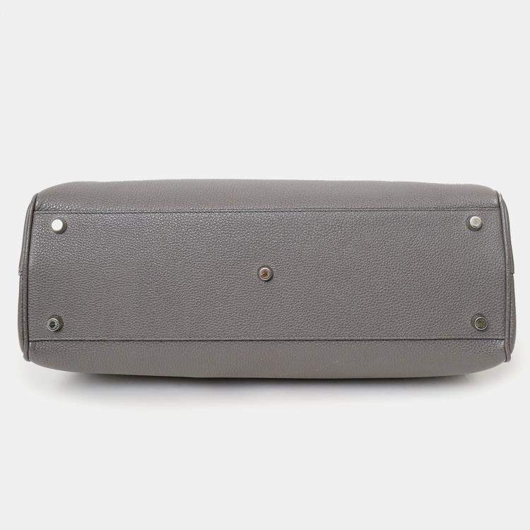 Pre Owned Gucci Grey Grained Leather Interlocking G Horsebit Zumi Medium Tote with Strap