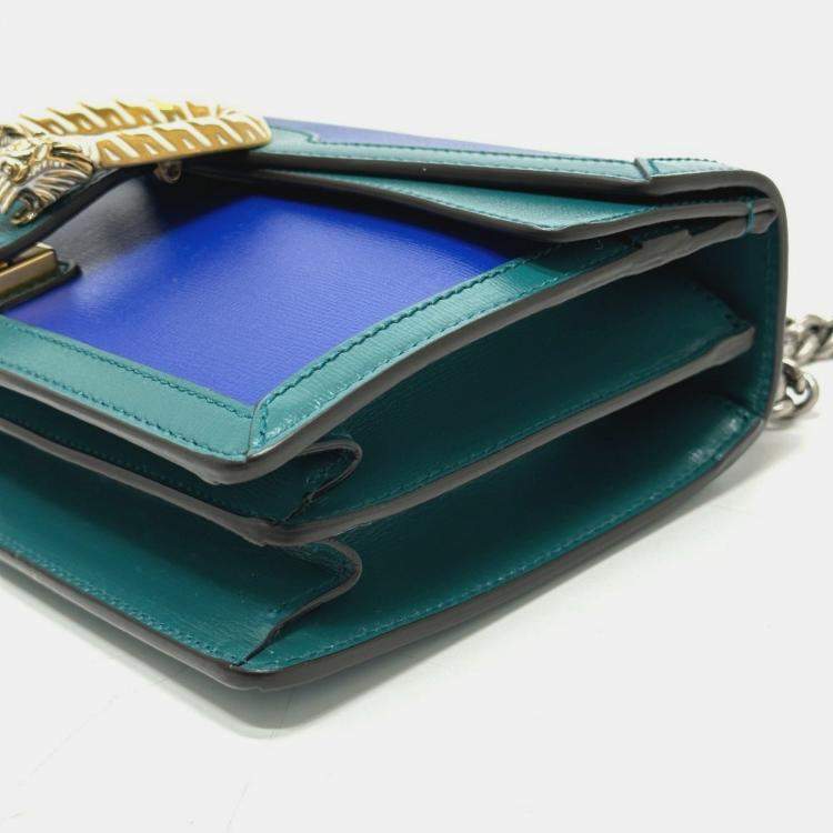 Pre Owned Gucci Two-Tone Dionysus Chain Shoulder Bag In Leather Blue