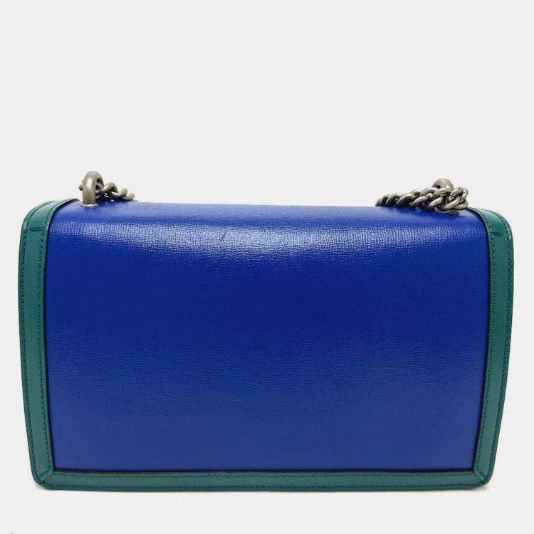 Pre Owned Gucci Two-Tone Dionysus Chain Shoulder Bag In Leather Blue