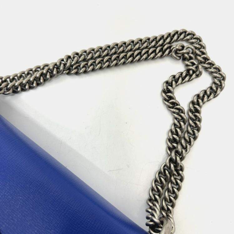 Pre Owned Gucci Two-Tone Dionysus Chain Shoulder Bag In Leather Blue