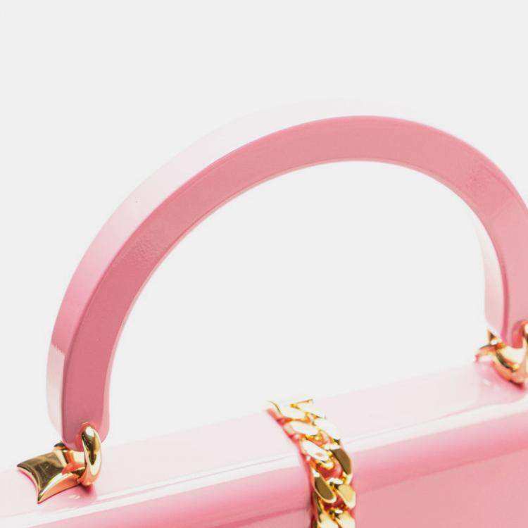 Pre Owned Gucci Sylvie 1969 Handbag Chain Shoulder Bag Pink Plastic GHW