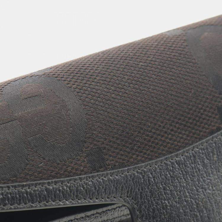 Pre Owned Gucci Horsebit 1955 Jumbo GG Black Canvas Leather Shoulder Bag 