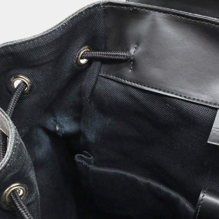 Pre Owned Gucci Soft Gg Supreme Sherry Line Backpack Tiger Pvc Leather Black Grey