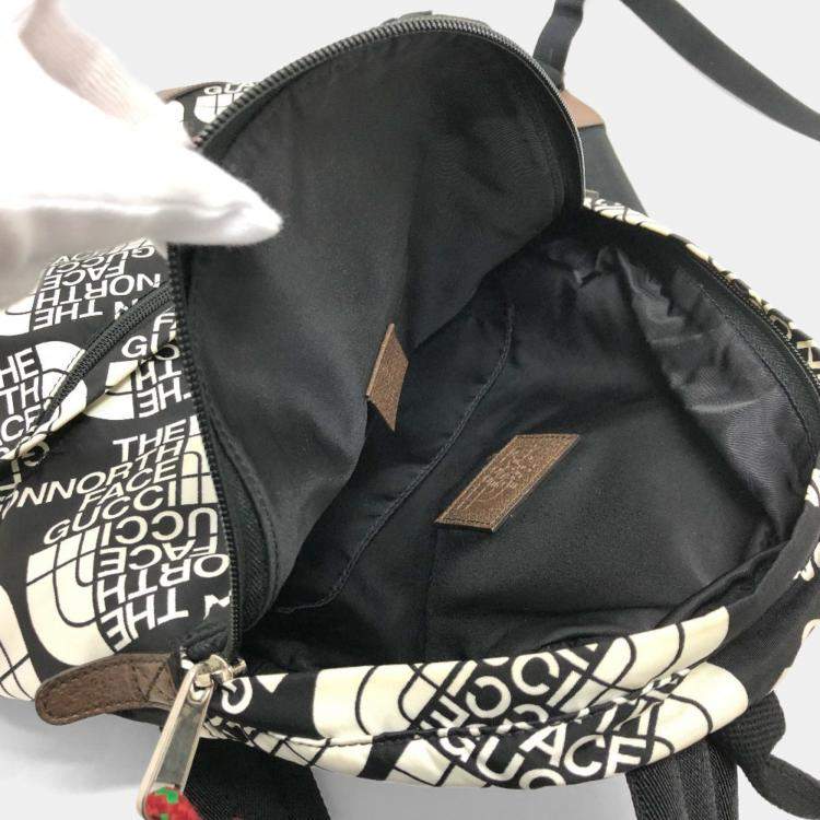 Pre Owned Gucci Backpack In Nylon/Leather Black And White