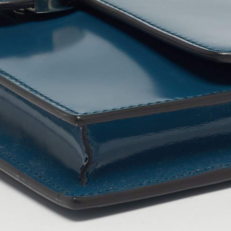 مملوكة مسبقًا Gucci Interlocking G Teal Blue Leather Wallet On Chain