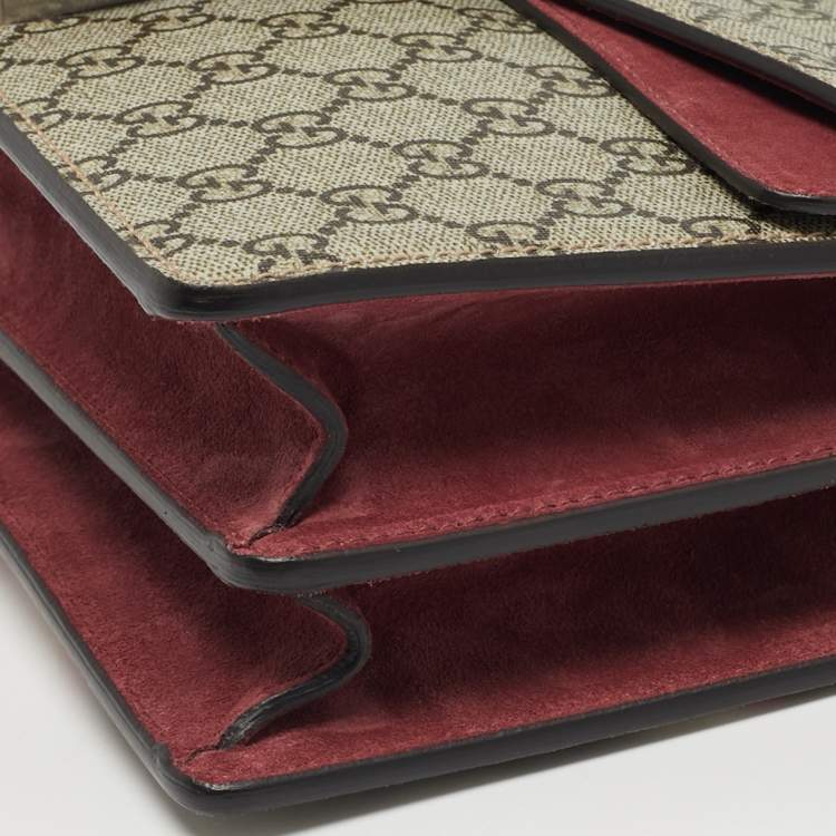 مملوكة مسبقًا حقيبة كتف غوتشي ديونيسوس بلومز قماش GG سوبريم جلد بني قديم/باج صغيرة