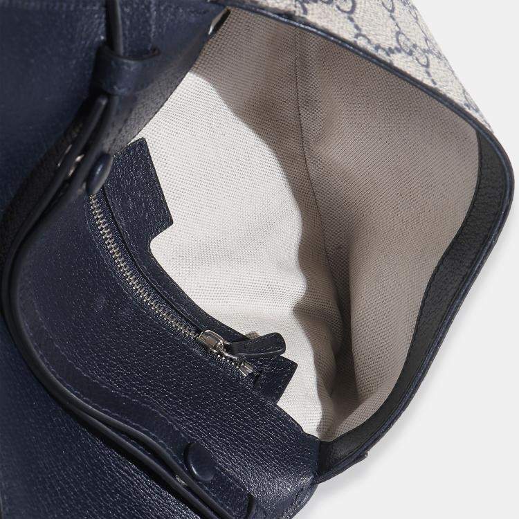 Pre Owned Gucci Beige Blue GG Supreme Canvas Blondie Shoulder Bag