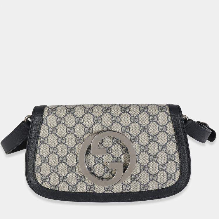 Pre Owned Gucci Beige Blue GG Supreme Canvas Blondie Shoulder Bag
