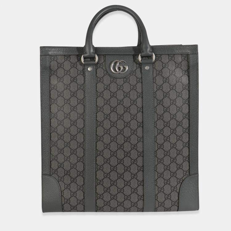 مملوكة مسبقًا Gucci Grey Black GG Coated Canvas Ophidia Medium Tote