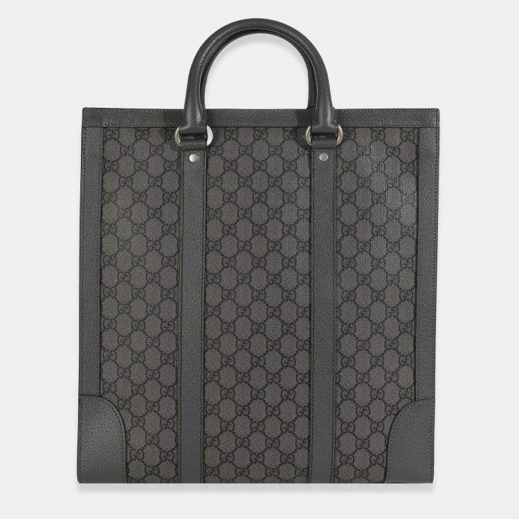 مملوكة مسبقًا Gucci Grey Black GG Coated Canvas Ophidia Medium Tote