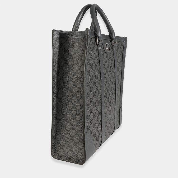 مملوكة مسبقًا Gucci Grey Black GG Coated Canvas Ophidia Medium Tote