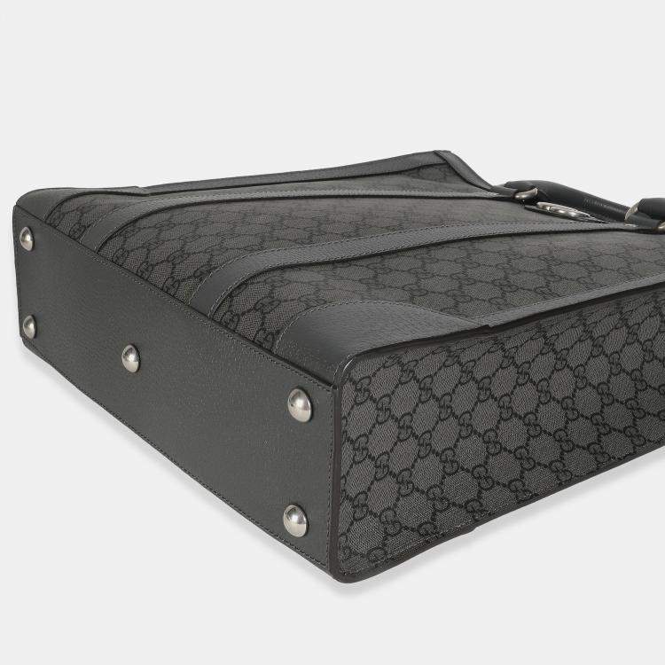 مملوكة مسبقًا Gucci Grey Black GG Coated Canvas Ophidia Medium Tote