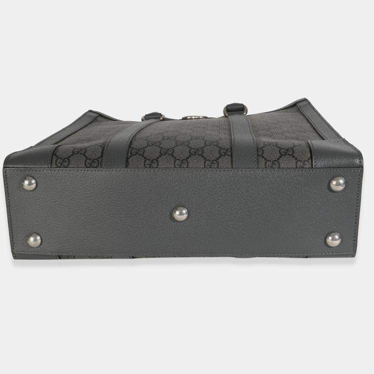 مملوكة مسبقًا Gucci Grey Black GG Coated Canvas Ophidia Medium Tote