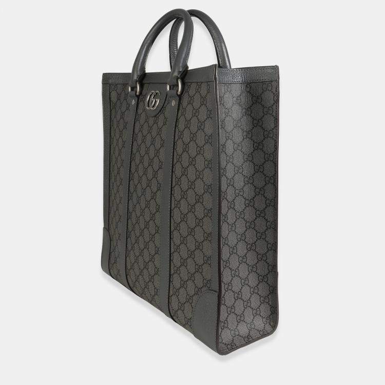 مملوكة مسبقًا Gucci Grey Black GG Coated Canvas Ophidia Medium Tote