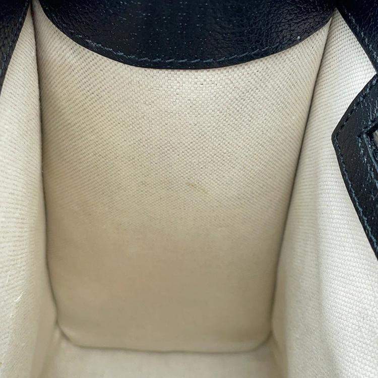 Pre Owned Gucci Embroidery Check 2-Way Tote Bag Multicolor/Beige Canvas Leather Size Small