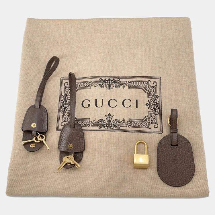 Pre Owned Gucci Flora Double G Trunk Beige/Multicolor Canvas Leather Size Medium