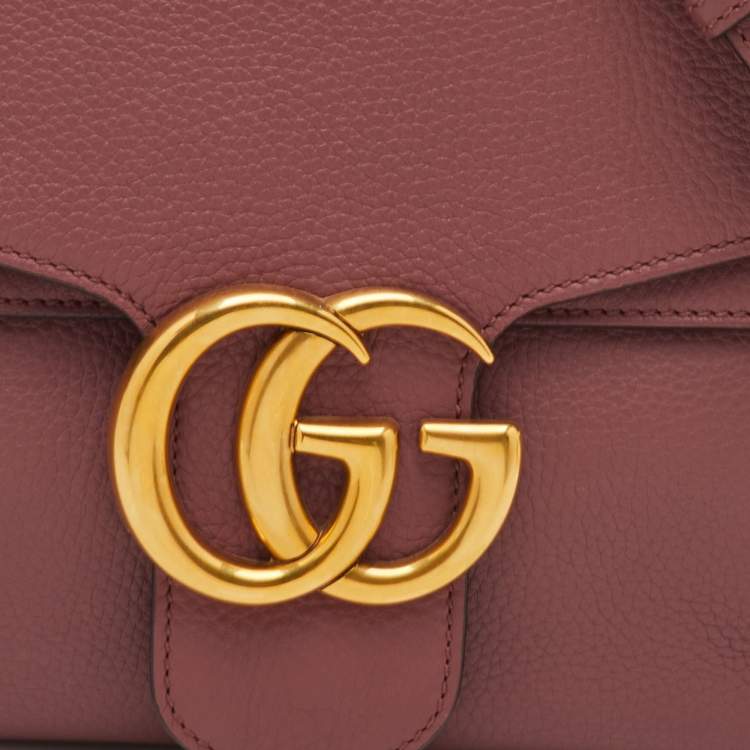 Pre Owned Gucci GG Marmont Old Rose Leather Shoulder Bag