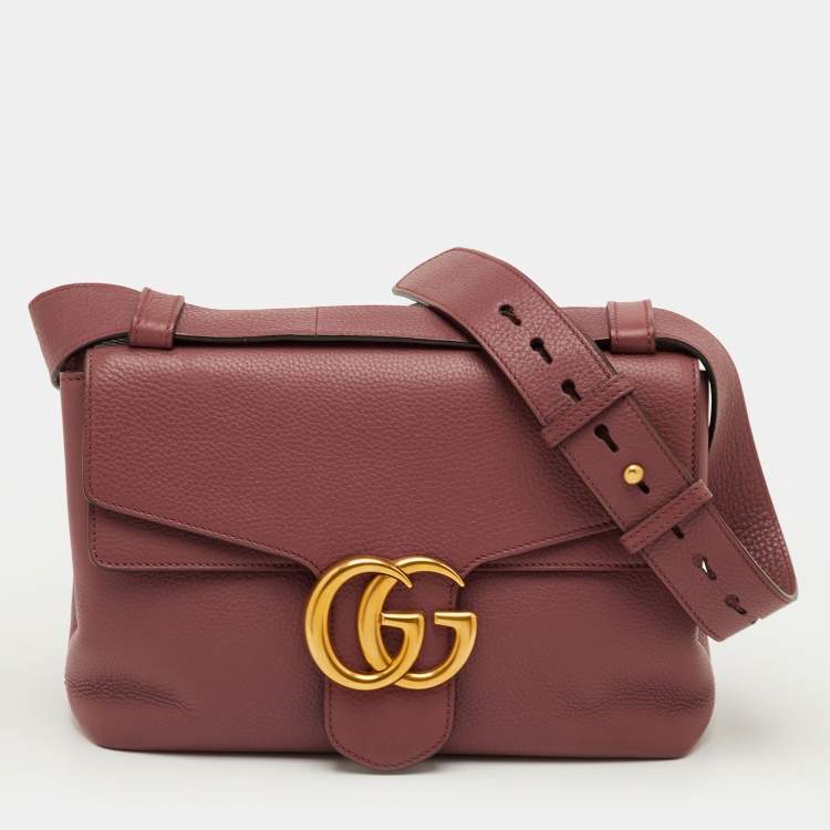 Pre Owned Gucci GG Marmont Old Rose Leather Shoulder Bag