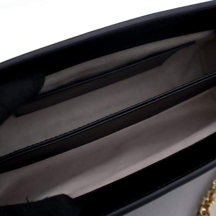 Pre Owned Gucci Small Black Calfskin GG Slim Chain Shoulder Bag
