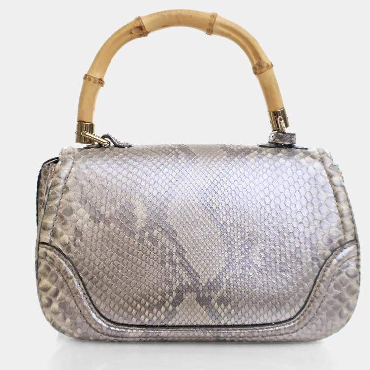 مملوكة مسبقًا Gucci Medium Python Bamboo Top Handle Bag