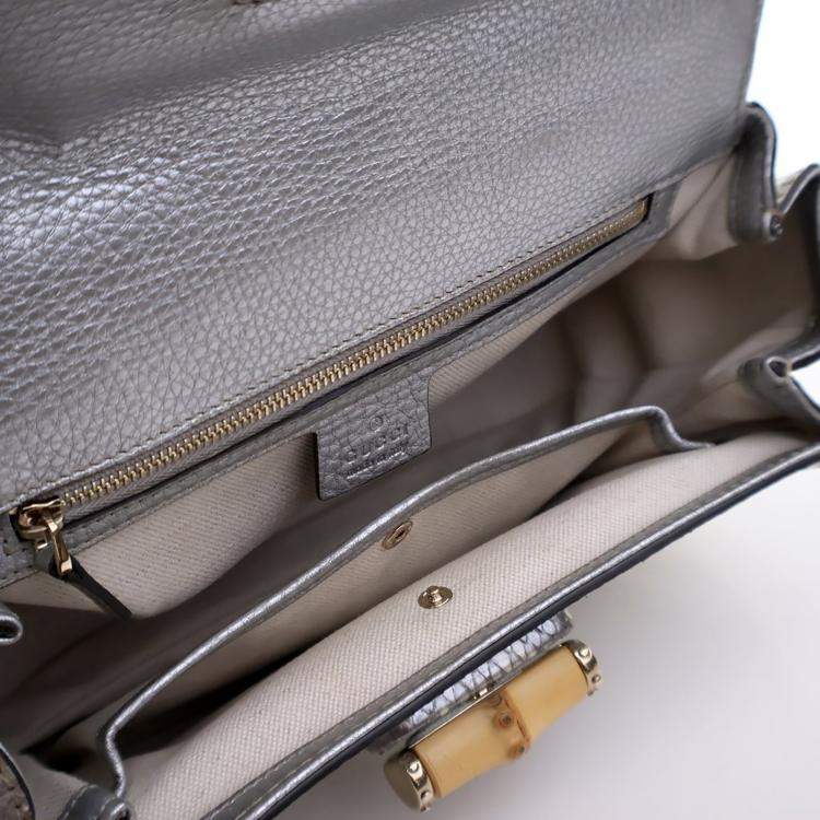 مملوكة مسبقًا Gucci Medium Python Bamboo Top Handle Bag