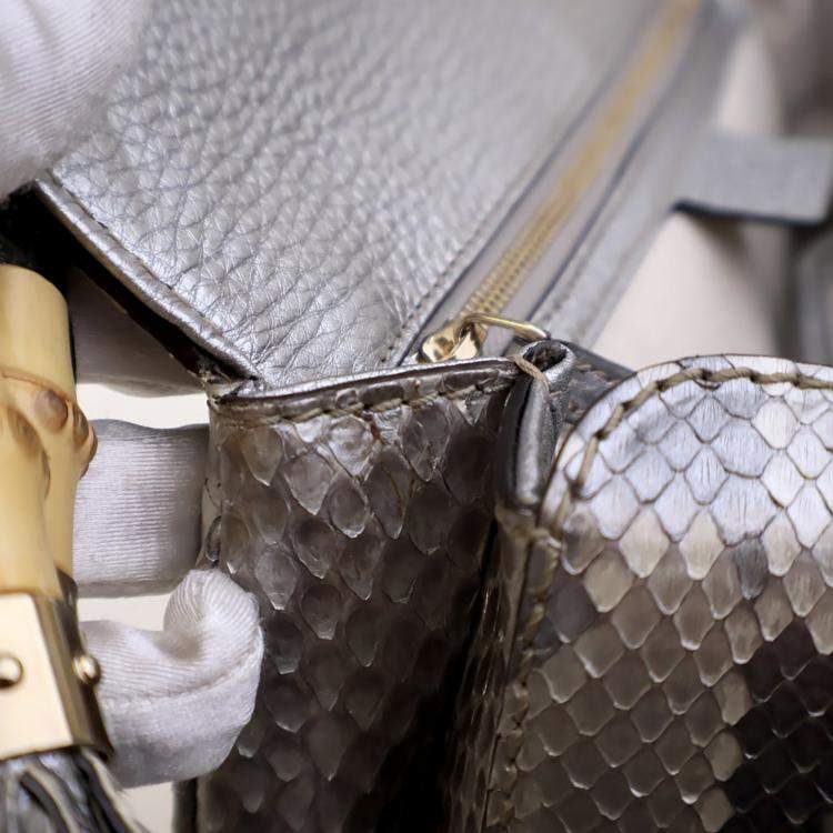 مملوكة مسبقًا Gucci Medium Python Bamboo Top Handle Bag