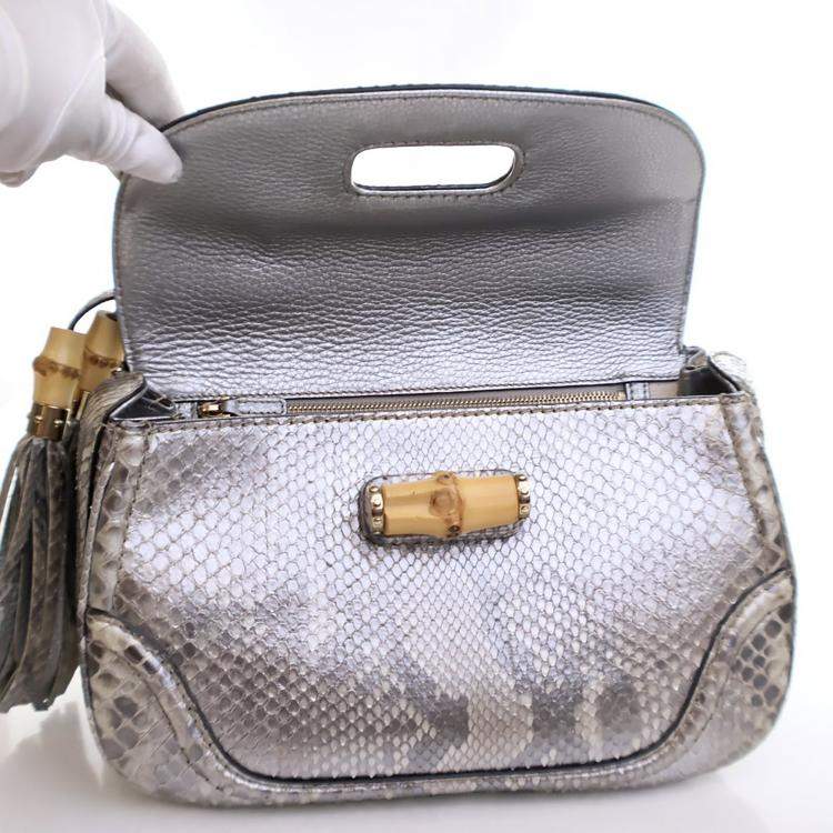 مملوكة مسبقًا Gucci Medium Python Bamboo Top Handle Bag