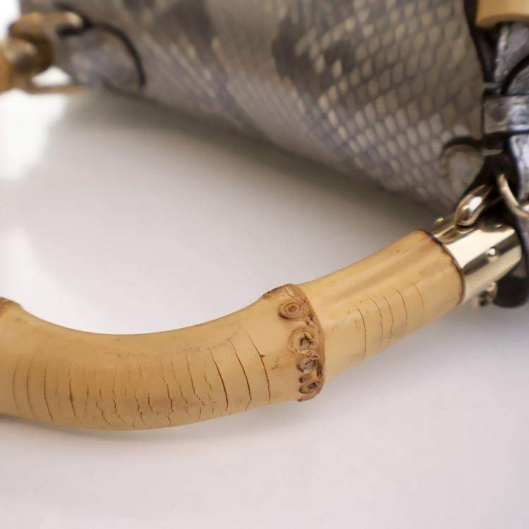 مملوكة مسبقًا Gucci Medium Python Bamboo Top Handle Bag