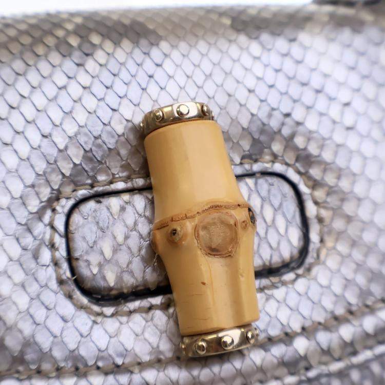 مملوكة مسبقًا Gucci Medium Python Bamboo Top Handle Bag