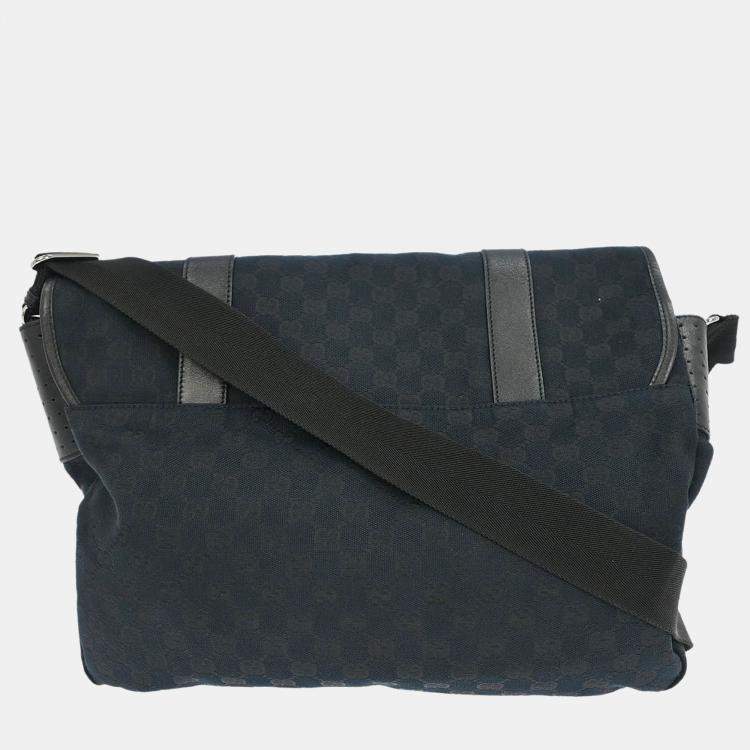 Pre Owned Gucci Black GG Shoulder Bag
