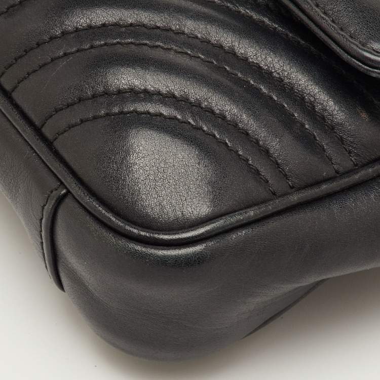 مملوكة مسبقًا Gucci GG Marmont Pearl Studded Black Matelassé Leather Waist Belt Bag