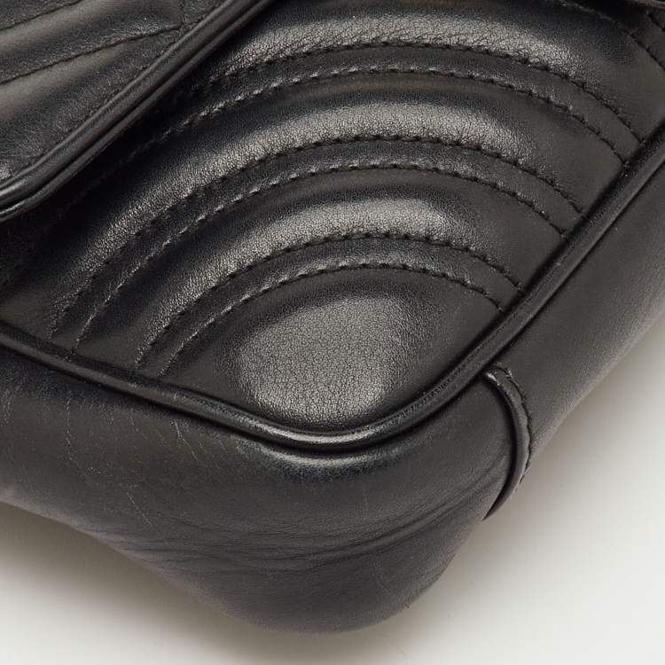 مملوكة مسبقًا Gucci GG Marmont Pearl Studded Black Matelassé Leather Waist Belt Bag