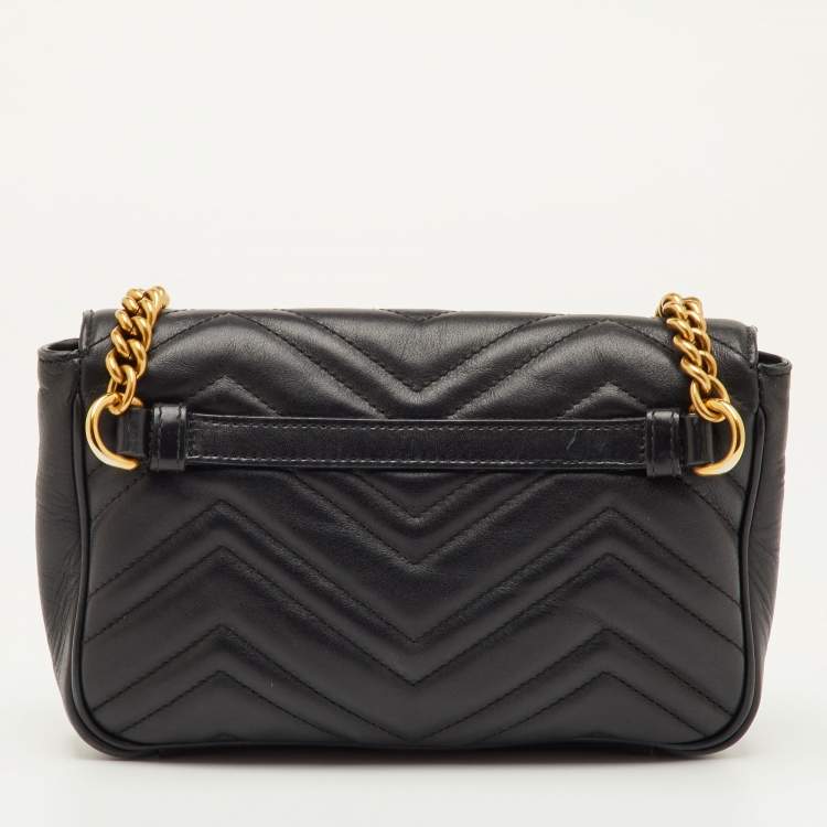 مملوكة مسبقًا Gucci GG Marmont Pearl Studded Black Matelassé Leather Waist Belt Bag