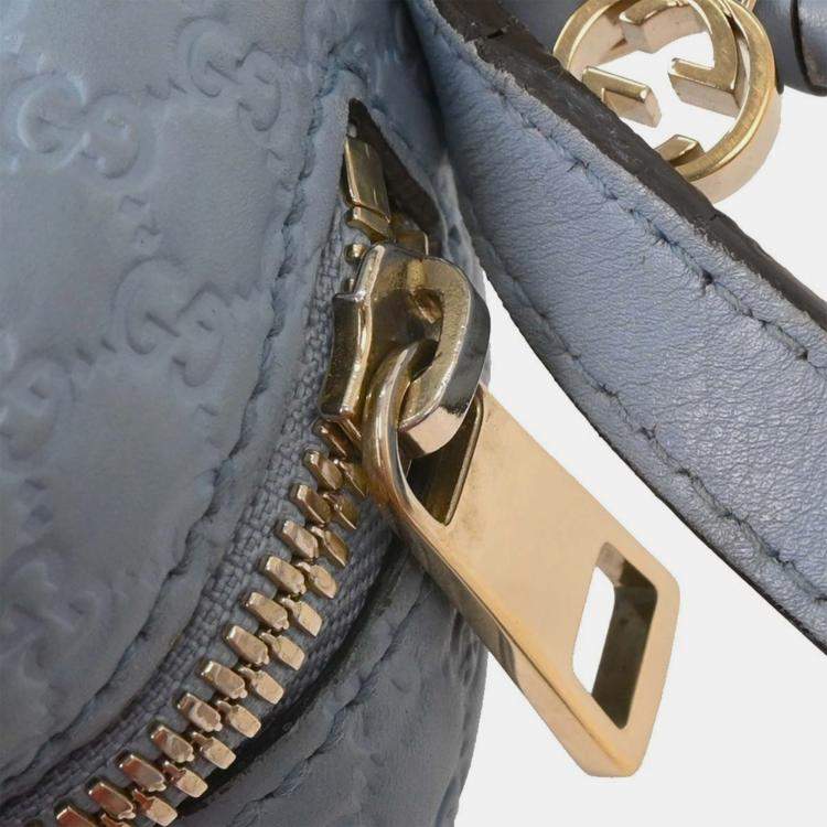 Pre Owned Gucci Light Blue Micro Guccissima Crossbody Bag