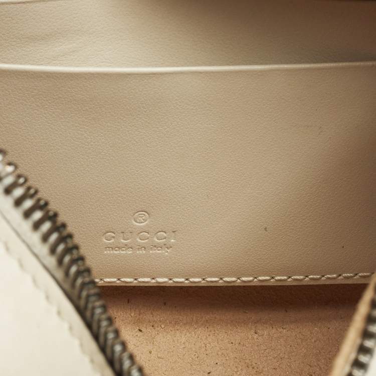 Pre Owned Gucci GG Marmont Small White Matelassé Leather Hobo