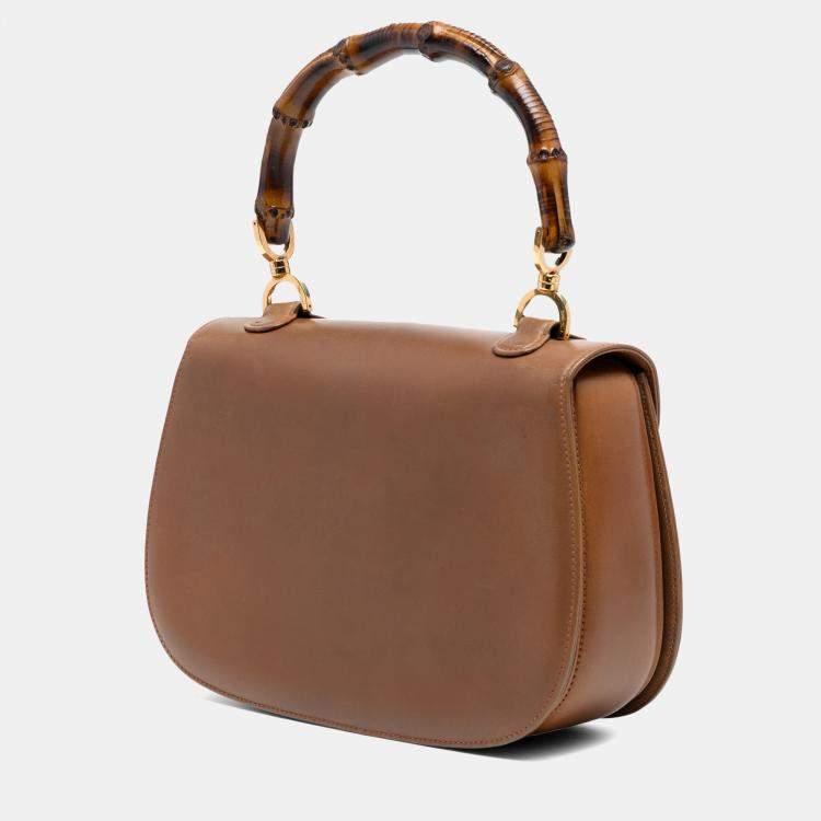 Pre Owned Gucci Brown Calfskin Bamboo Night