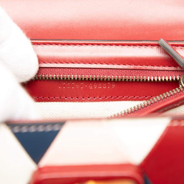 Pre Owned Gucci Red Small Calfskin Bamboo Lovelight 1947 Top Handle Bag