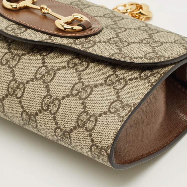مملوكة مسبقًا Gucci Horsebit 1955 Beige/Brown GG Supreme Canvas Crossbody Bag