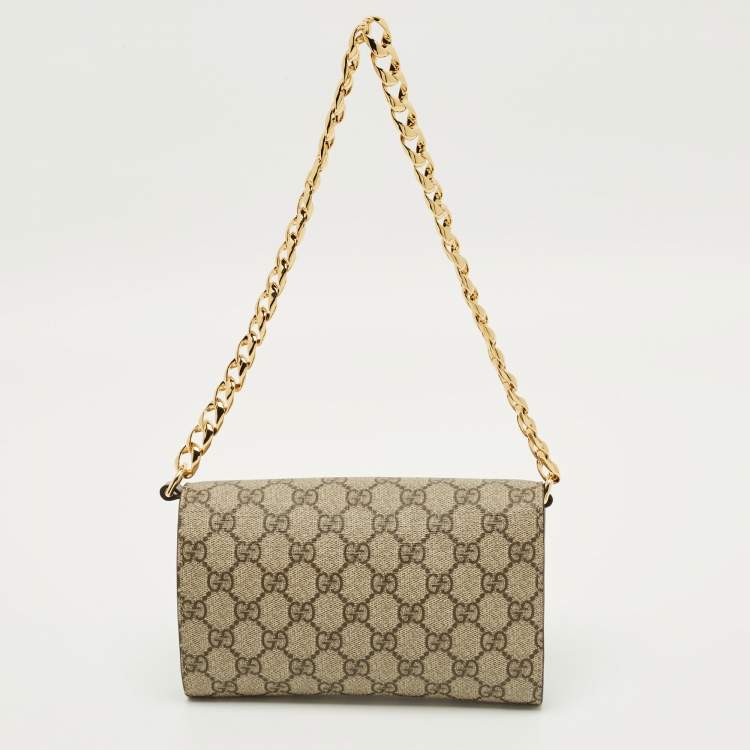 مملوكة مسبقًا Gucci Horsebit 1955 Beige/Brown GG Supreme Canvas Crossbody Bag