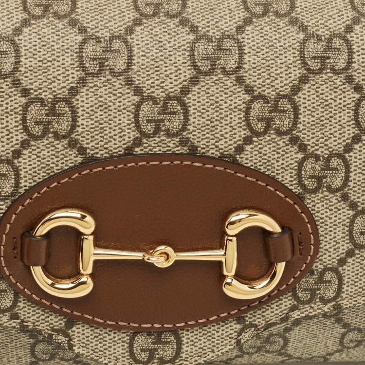 مملوكة مسبقًا Gucci Horsebit 1955 Beige/Brown GG Supreme Canvas Crossbody Bag