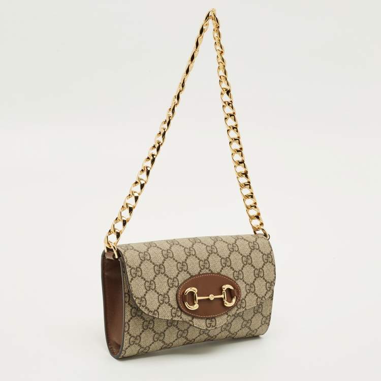 مملوكة مسبقًا Gucci Horsebit 1955 Beige/Brown GG Supreme Canvas Crossbody Bag