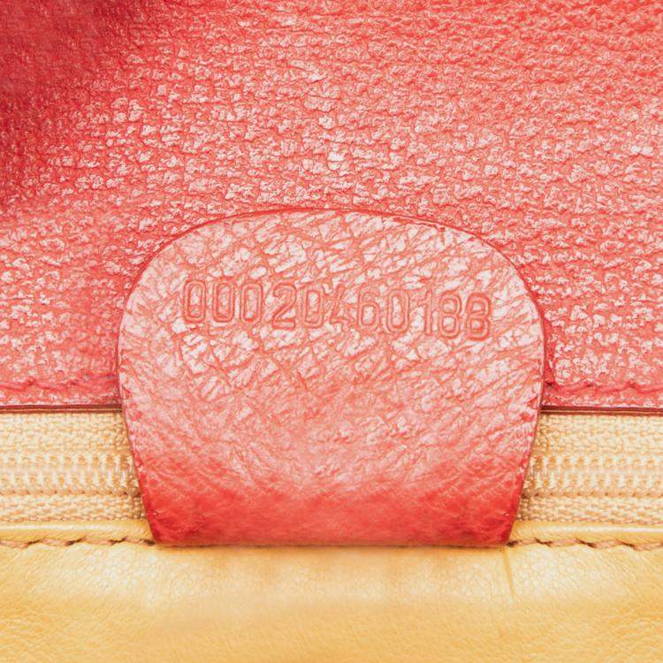 Pre Owned Gucci Red Grained Calfskin Bamboo Night