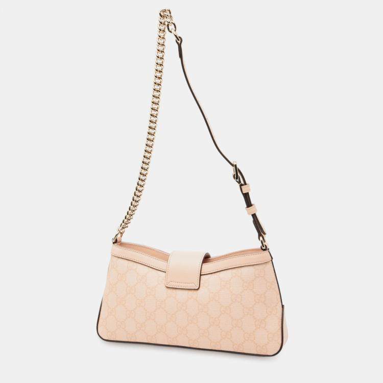 Pre Owned Gucci Pink Small GG Supreme Padlock Shoulder Bag