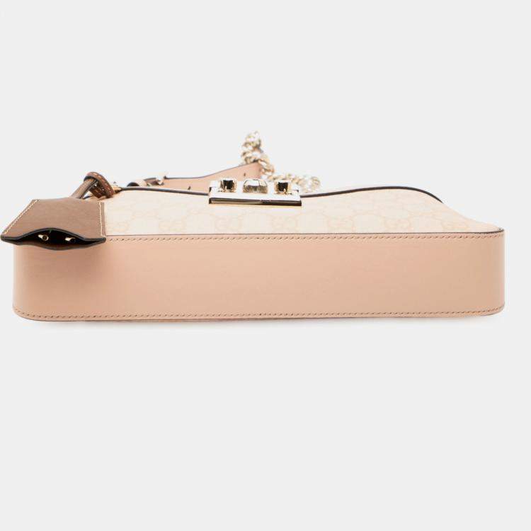 Pre Owned Gucci Pink Small GG Supreme Padlock Shoulder Bag