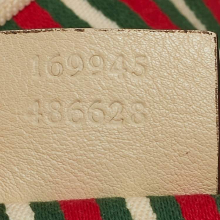 Pre Owned Gucci Britt Beige/Off White GG Canvas and Leather Tote