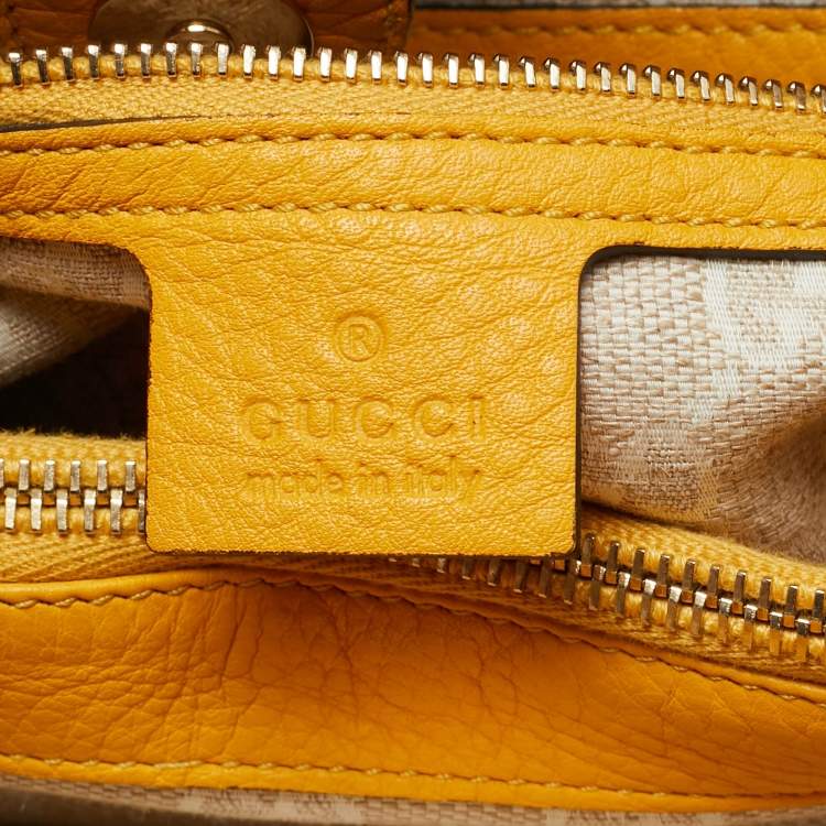 Pre Owned Gucci Bamboo Handle Mustard Leather Tote